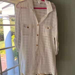 Dotti White Cotton Shirt Dress